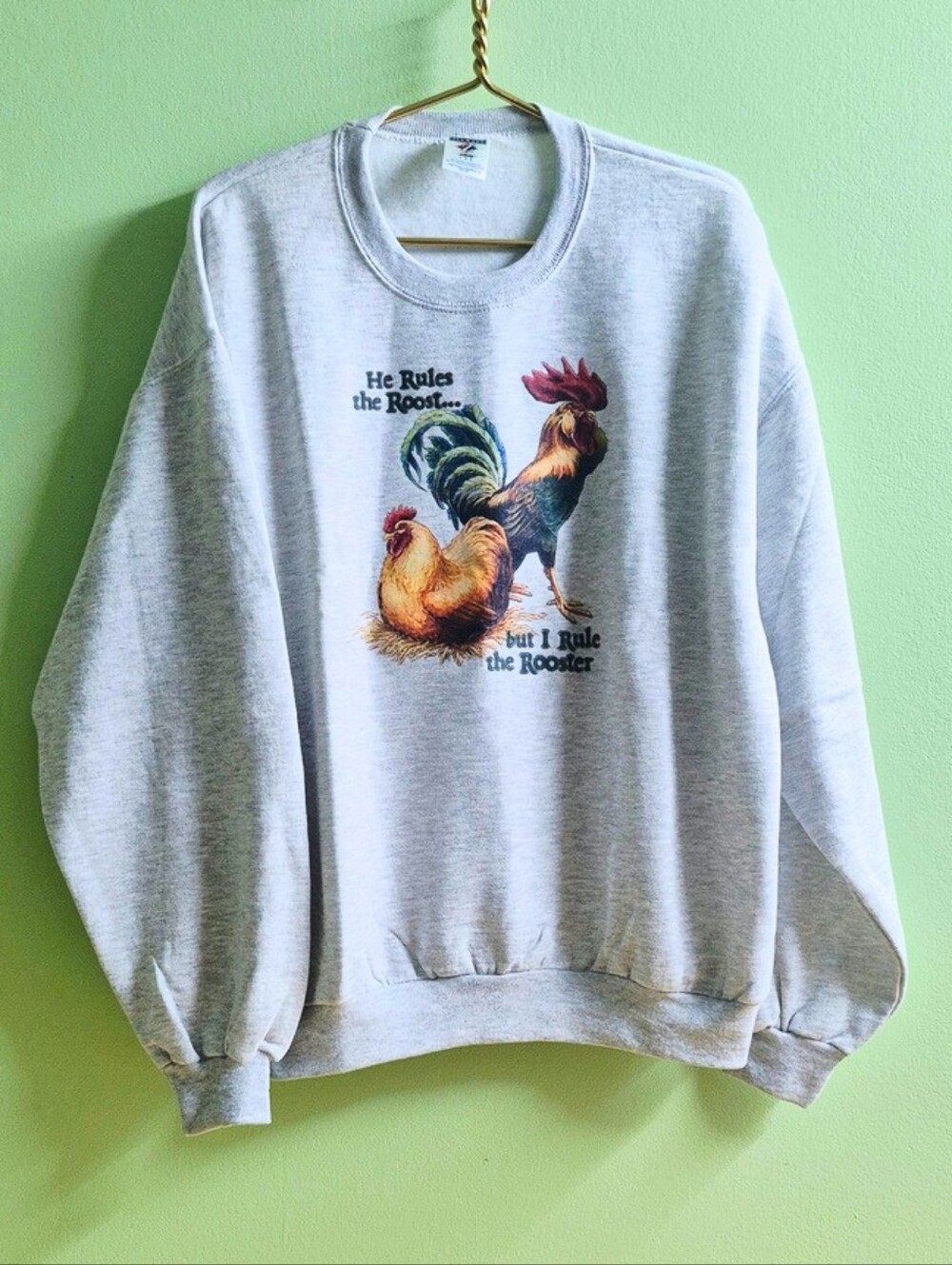 Vintage Rooster Graphic Sweatshirt Grey Crewneck - Picture 4 of 5